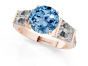Round Channel Set Baguette Engagement Ring Setting for a Fancy Blue Lab-Grown Diamond | Rose Gold