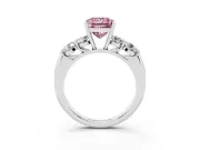 Princess Cut Five Stone Engagement Ring Setting for a Fancy Pink Lab-Grown Diamond | Prong Set Side Stones | White Gold