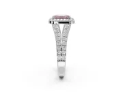 Emerald Cut Halo Pavé Engagement Ring Setting for a Fancy Pink Lab-Grown Diamond | Narrow Split Shank | Platinum