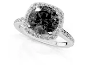 Round Pavé Halo Engagement Ring Setting for a Black Center | Sterling Silver