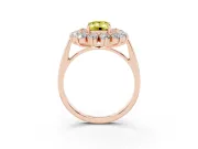 Emerald Cut Floral Double Halo Engagement Ring Setting for a Fancy Yellow Lab-Grown Diamond | Plain Band | Rose Gold