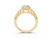 Cushion Cut Floral Pavé Engagement Ring Setting | Petal Accents | Yellow Gold