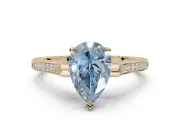 Pear-Shaped Vintage Cathedral Engagement Ring Setting for a Fancy Blue Lab-Grown Diamond | Carved Band | Yellow Gold