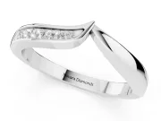 Round Lab-Grown Diamond V-Notch Channel Set Contour Wedding Band | Asymmetric | White Gold