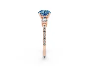 Round Three Stone Engagement Ring Setting for a Fancy Blue Lab-Grown Diamond | Pavé Band | Rose Gold