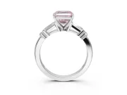Asscher Cut Tapered Baguette Engagement Ring Setting for a Fancy Pink Lab-Grown Diamond | Sterling Silver