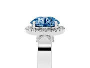 Round Pavé Halo Engagement Ring Setting for a Fancy Blue Lab-Grown Diamond | White Gold