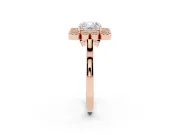 Cushion Cut Vintage Milgrain Bezel Cluster Halo Engagement Ring Setting | Plain Band | Rose Gold