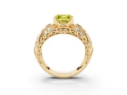 Asscher Cut Art Deco Engagement Ring Setting for a Fancy Yellow Lab-Grown Diamond | Yellow Gold