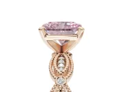 Radiant Cut Vintage Milgrain Engagement Ring Setting for a Fancy Pink Lab-Grown Diamond | Graduated Stations | Rose Gold