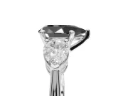 Pear-Shaped Three-Stone Ring Setting for a Black Center | Pear Side Stones | Sterling Silver