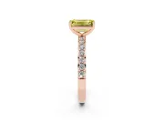 Emerald Cut Pavé Solitaire Engagement Ring Setting for a Fancy Yellow Lab-Grown Diamond | Single Row Band | Rose Gold