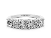 Five-Stone Round Diamond Wedding Band Set in White gold with Prong Setting