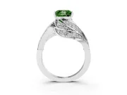Fancy Green Princess Cut Diamond Solitaire Ring Set in White gold with Layered Twist Pavé Band