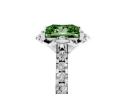 Princess Cut Floral Petal Engagement Ring Setting for a Fancy Green Lab-Grown Diamond | Petal Accents | Platinum