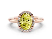Oval Halo Engagement Ring Setting for a Fancy Yellow Lab-Grown Diamond | Plain Band | Rose Gold