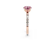 Round Pave Engagement Ring Setting for a Fancy Pink Lab-Grown Diamond | Slim Band | Rose Gold
