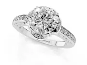 Round Floral Pavé Engagement Ring Setting | Petal Accents | Platinum