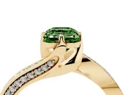 Emerald Cut Bypass Pavé Engagement Ring Setting for a Fancy Green Lab-Grown Diamond | Swept Shoulders | Yellow Gold