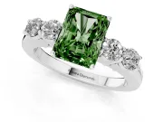Radiant Cut 5 Stone Engagement Ring Setting for a Fancy Green Lab-Grown Diamond | White Gold