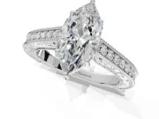 Marquise Vintage Engraved Pavé Engagement Ring Setting | Milgrain Edges | Sterling Silver