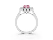Cushion Cut Milgrain Cluster Halo Engagement Ring Setting for a Fancy Pink Lab-Grown Diamond | Plain Band | White Gold