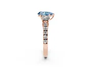 Pear-Shaped Engagement Ring Setting for a Fancy Blue Lab-Grown Diamond | Three Stone | Rose Gold