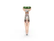 Emerald Cut Three Stone Engagement Ring Setting for a Fancy Green Lab-Grown Diamond | Rose Gold