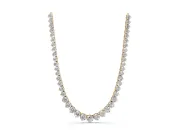 Round Lab-Grown Diamond Graduated Tennis Necklace | Linked Prong Heads | Yellow Gold