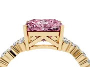Radiant Cut Accented Engagement Ring Setting for a Fancy Pink Lab-Grown Diamond | Yellow Gold