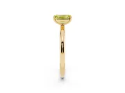 Fancy Yellow Emerald Cut Diamond Solitaire Ring Set in Yellow gold with Prong Setting on a Polished Plain Band