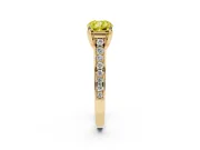 Fancy Yellow Cushion Cut Diamond Solitaire Pavé Engagement Ring Set in Yellow gold with Prong Setting