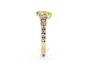 Pear-Shaped Engagement Ring Setting for a Fancy Yellow Lab-Grown Diamond | Three Stone | Yellow Gold