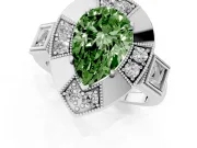 Pear-Shaped Milgrain Sectioned Halo Engagement Ring Setting for a Fancy Green Lab-Grown Diamond | Sterling Silver