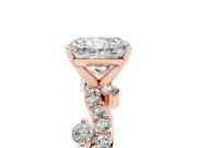 Radiant Cut Twisted Pavé Solitaire Engagement Ring Setting | Bar Stations | Rose Gold