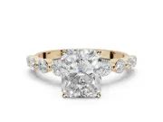 Radiant Cut Graduated Side Stone Engagement Ring Setting | Individually Seated | Yellow Gold