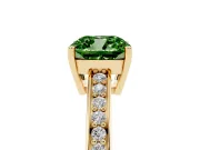 Cushion Cut Pave Solitaire Engagement Ring Setting for a Fancy Green Lab-Grown Diamond | Accented Basket | Yellow Gold