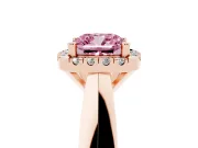 Cushion Cut Halo Engagement Ring Setting for a Fancy Pink Lab-Grown Diamond | Square Profile Band | Rose Gold
