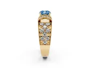 Cushion Cut Vintage Pave Engagement Ring Setting for a Fancy Blue Lab-Grown Diamond | Milgrain Edges | Yellow Gold