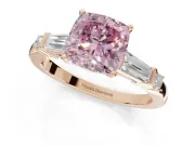 Cushion Cut Tapered Baguette Engagement Ring Setting for a Fancy Pink Lab-Grown Diamond | Rose Gold