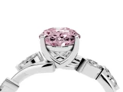 Fancy Pink Oval Cut Diamond Solitaire Ring Set in Silver with Twisted Marquise Accent Band