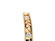 Round Diamond Bezel Eternity Band Set in Yellow gold with Milgrain Detailing