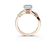 Asscher Cut Tapered Baguette Engagement Ring Setting for a Fancy Blue Lab-Grown Diamond | Rose Gold