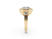 Asscher Cut Milgrain Sectioned Halo Engagement Ring Setting for a Black Center | Yellow Gold