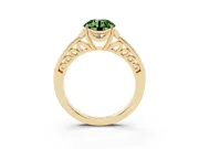 Round Floral Pavé Engagement Ring Setting for a Fancy Green Lab-Grown Diamond | Yellow Gold