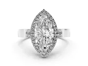 Marquise Halo Engagement Ring Setting | Pavé Panel Shoulders | Sterling Silver