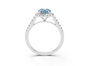 Oval Halo Engagement Ring Setting for a Fancy Blue Lab-Grown Diamond | Pave Shoulders | Sterling Silver