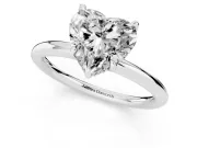 Heart Cut Diamond Solitaire Ring Set in Silver with Thin Band and Prong Setting