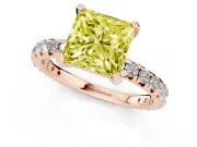 Princess Cut Pavé Solitaire Engagement Ring Setting for a Fancy Yellow Lab-Grown Diamond | Shared Prong Band | Rose Gold