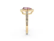 Pear-Shaped Framed Halo Engagement Ring Setting for a Fancy Pink Lab-Grown Diamond | Yellow Gold